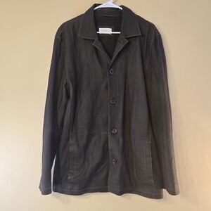 Levinson Genuine Leather Jacket Brown Button Front Men's Outerwear Size Large